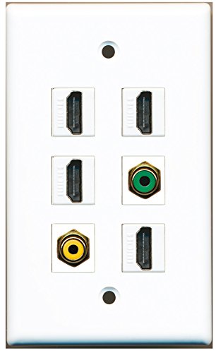 RiteAV - 4 HDMI 1 Port RCA Yellow 1 Port RCA Green Wall Plate