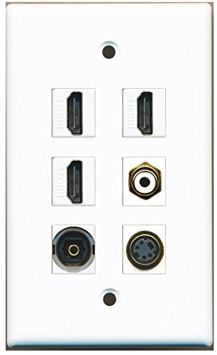 RiteAV - 3 HDMI 1 Port RCA White 1 Port S-Video 1 Port Toslink Wall Plate