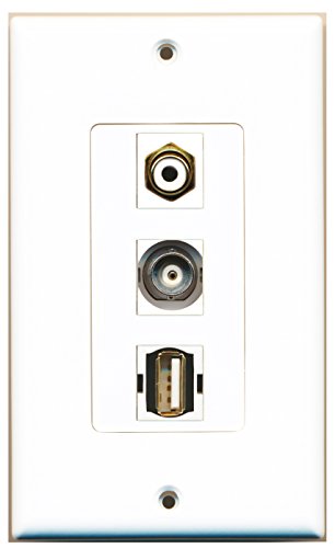 RiteAV 1 Port RCA White 1 Port USB A-A 1 Port BNC Wall Plate OVERSIZED