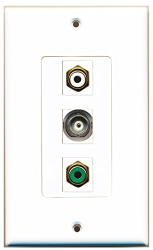 RiteAV 1 Port RCA White 1 Port RCA Green 1 Port BNC Wall Plate OVERSIZED