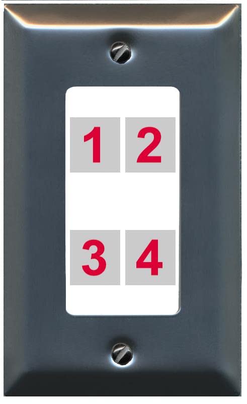 RiteAV Custom 4 Port Custom Wall Plate - 1 Gang [Stainless/White]