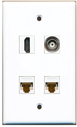 RiteAV - 1 Port HDMI 1 Port BNC 2 Port Cat6 Ethernet White Wall Plate