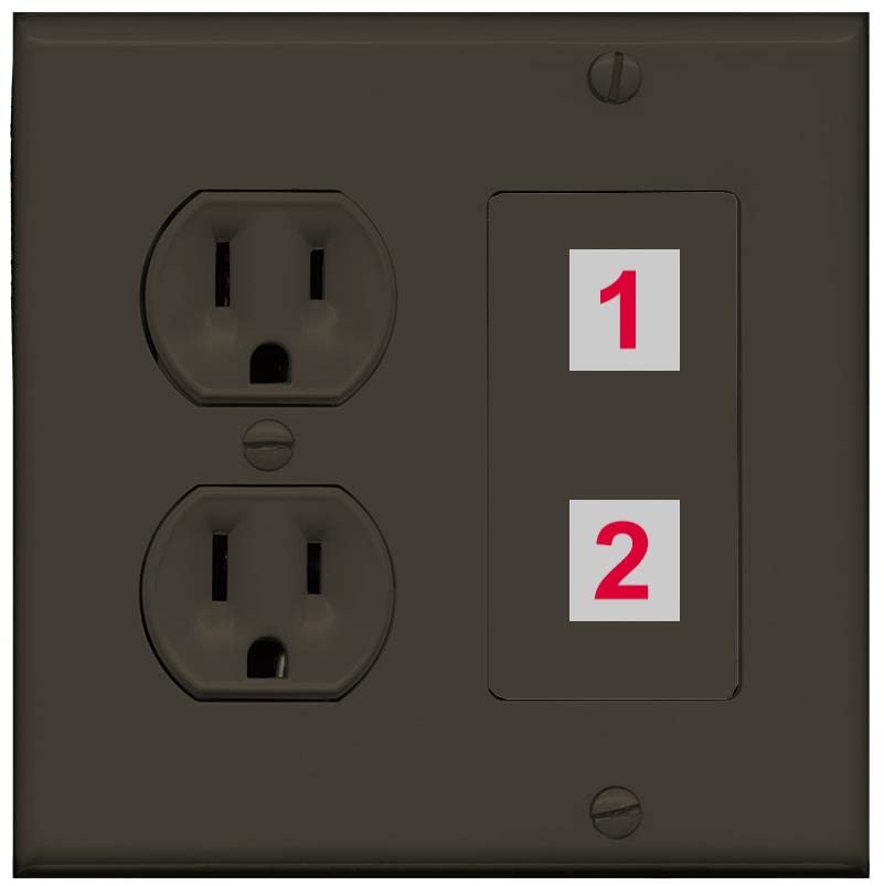 RiteAV Custom Wall Plate 2 Port - Round Outlet [Brown/Brown]