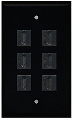 RiteAV (1 Gang Flat 6 HDMI Black Wall Plate Black