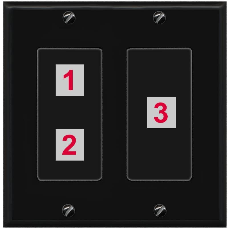 RiteAV Custom Wall Plate 3 Port - 2 Gang [Black/Black]