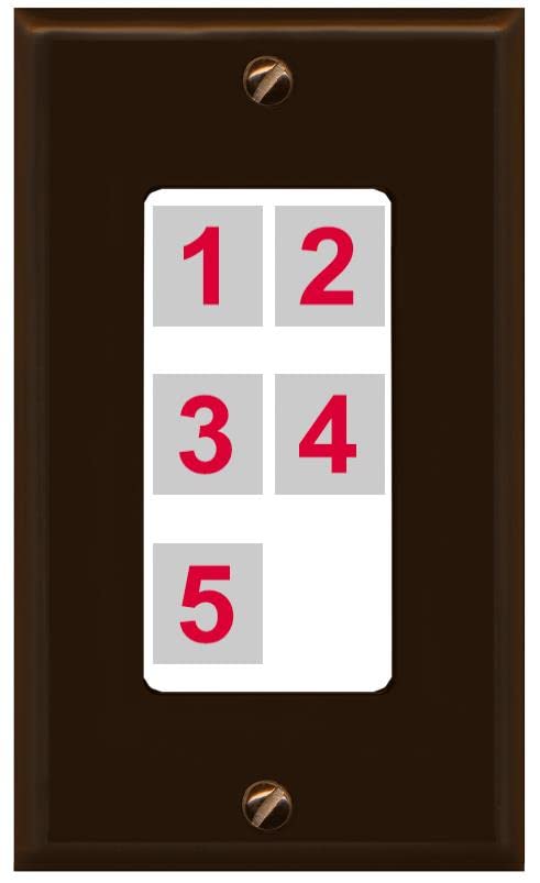 RiteAV Custom Wall Plate 5 Port - 1 Gang [Brown/White]