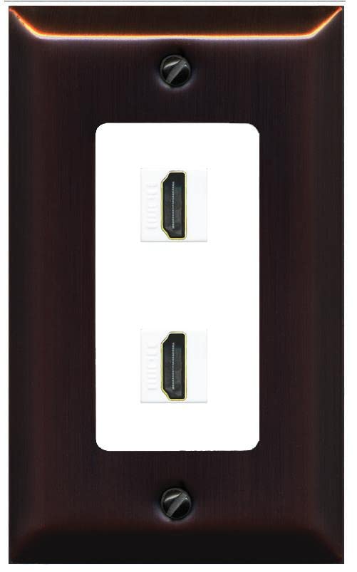 RiteAV Custom HDMI Wall Plate 2 Port - 1 Gang [Bronze/White]