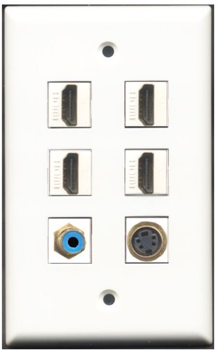 RiteAV - 4 Port HDMI 1 RCA Blue 1 S-Video Wall Plate
