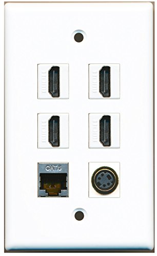 RiteAV - 4 HDMI 1 Port S-Video 1 Port Shielded Cat6 Ethernet Wall Plate