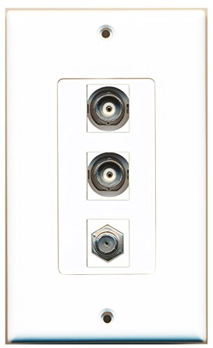 RiteAV 1 Port Coax Cable TV- F-Type 2 Port BNC Wall Plate OVERSIZED