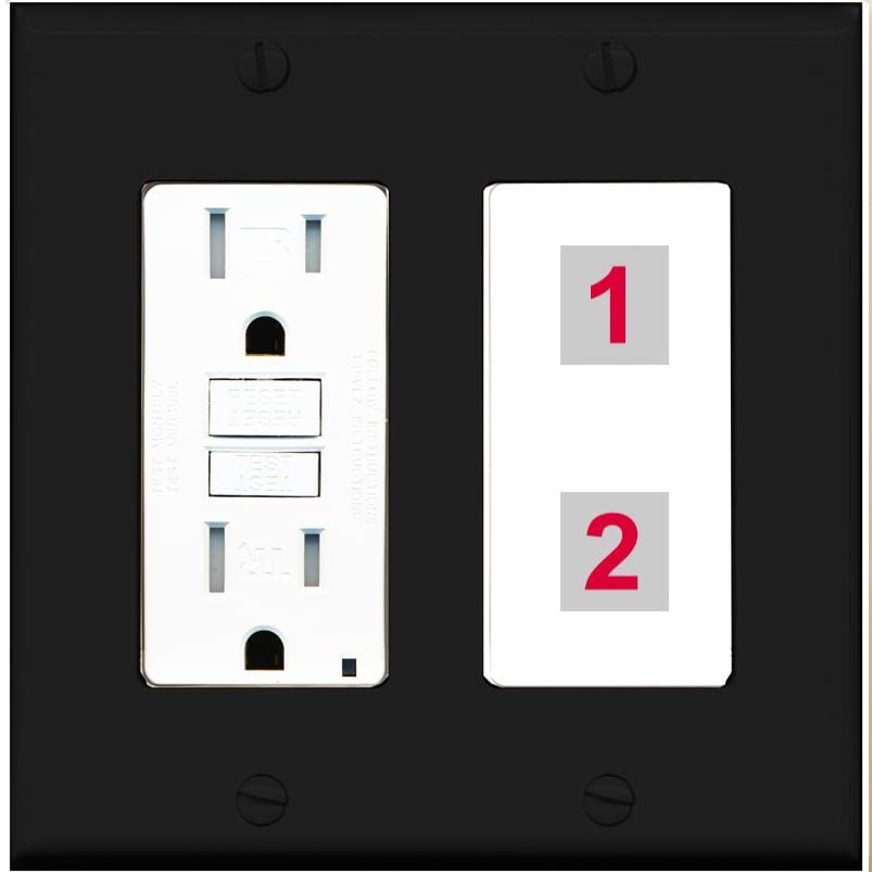 RiteAV Custom Wall Plate 2 Port - GFCI [Black/White]