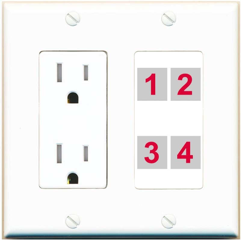 RiteAV Custom 4 Port Custom Wall Plate - Tamper-Resistant [White/White]