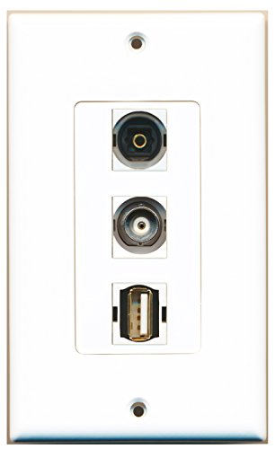 RiteAV 1 Port USB A-A 1 Port Toslink 1 Port BNC Wall Plate OVERSIZED