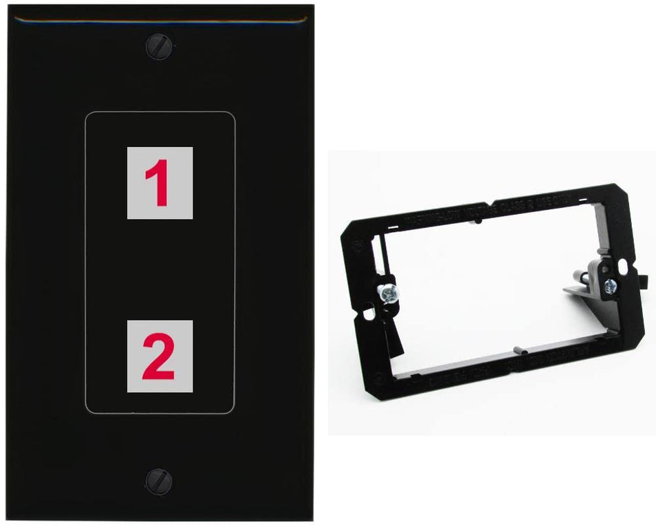 RiteAV Custom Wall Plate 2 Port - 1 Gang w-Bracket [Black/Black]