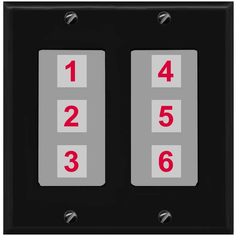 RiteAV 6 Port Custom Wall Plate - 2 Gang [Black/Gray]