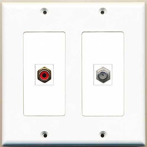 RiteAV - 1 Port RCA Red 1 Port Coax Cable TV- F-Type - Dual Gang Wall Plate