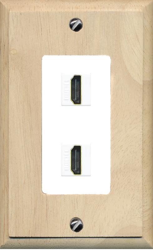 RiteAV HDMI Wall Plate 2 Port - 1 Gang [Wood/White]