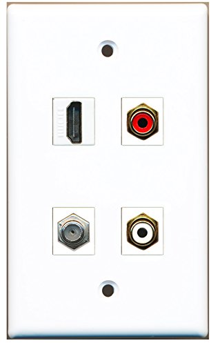 RiteAV - 1 Port HDMI 1 Port RCA Red 1 Port RCA White 1 Port Coax Cable TV- F-Type Wall Plate