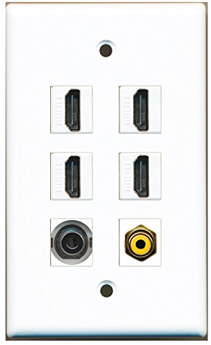 RiteAV - 4 HDMI 1 Port RCA Yellow 1 Port 3.5mm Wall Plate