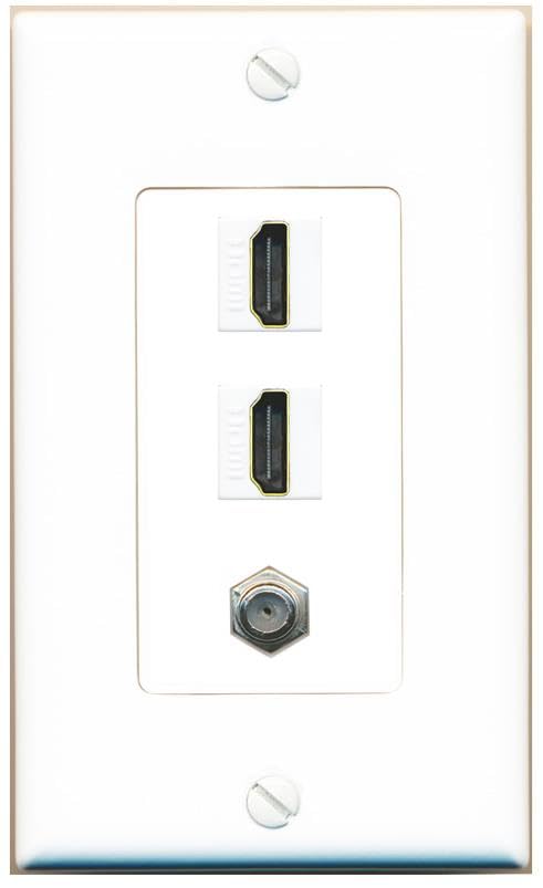 Coax 2 HDMI Wall Plate-1 Gang White