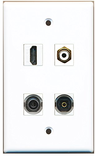 RiteAV - 1 Port HDMI 1 Port RCA White 1 Port Toslink 1 Port 3.5mm Wall Plate