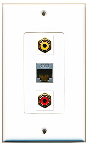 RiteAV 1 Port RCA Red 1 Port RCA Yellow 1 Port Shielded Cat6 Ethernet Wall Plate OVERSIZED