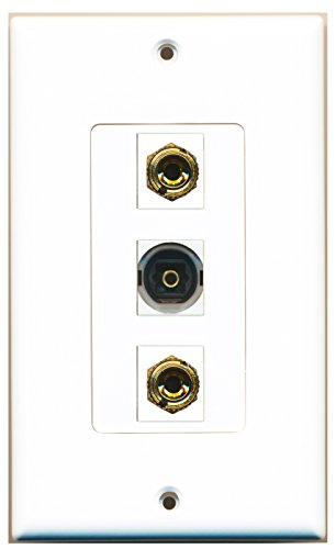 RiteAV 1 Port Toslink 2 Port Banana Speaker Wall Plate OVERSIZED