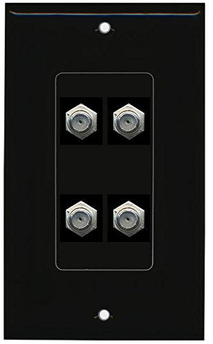 RiteAV (1 Gang Decorative 4 Coax Black Wall Plate Black