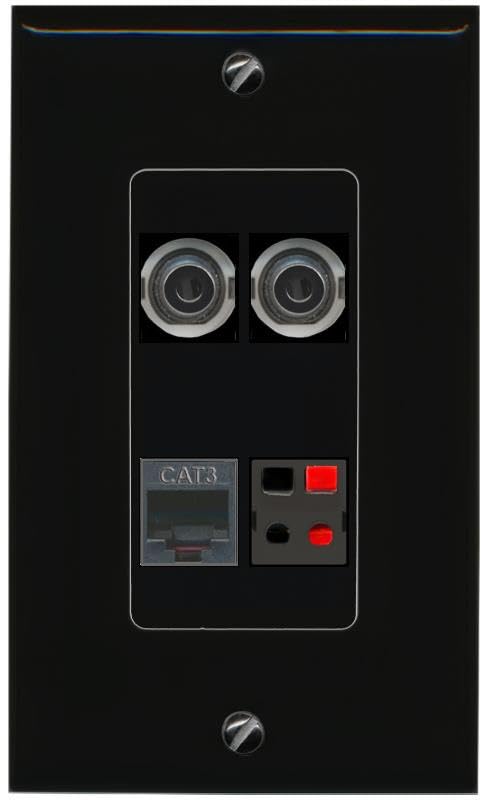 RiteAV 2 3.5mm PHONE SPEAKER Wall Plate Decorative [Black]