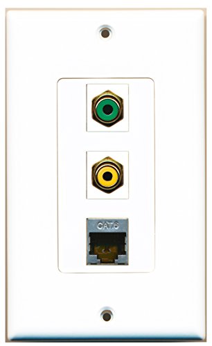RiteAV 1 Port RCA Yellow 1 Port RCA Green 1 Port Shielded Cat6 Ethernet Wall Plate OVERSIZED