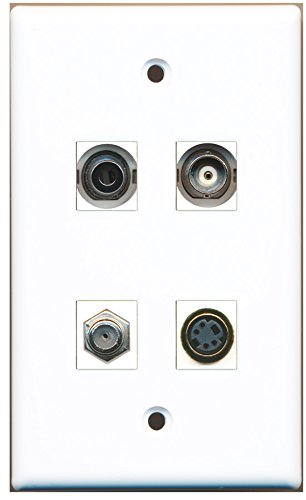 RiteAV - 1 Port Coax Cable TV- F-Type 1 Port S-Video 1 Port 3.5mm 1 Port BNC Wall Plate