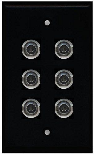 RiteAV (1 Gang Flat 6 3.5mm (Black) Wall Plate Black