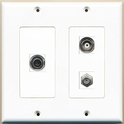 RiteAV - 1 Port Coax Cable TV- F-Type 1 Port 3.5mm 1 Port BNC - 2 Gang Wall Plate