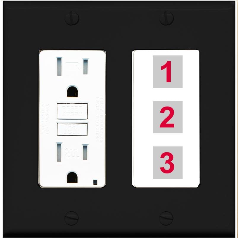 RiteAV Custom Wall Plate 3 Port - GFCI [Black/White]