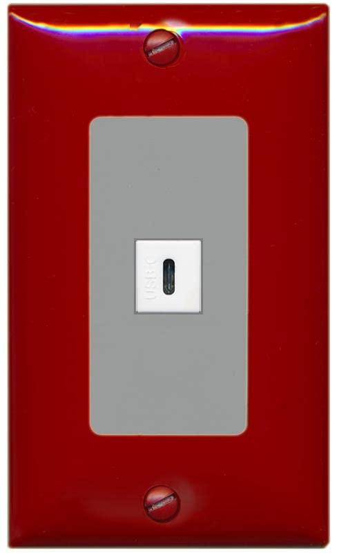 RiteAV USBC Wall Plate - 1 Gang [Red/Gray]