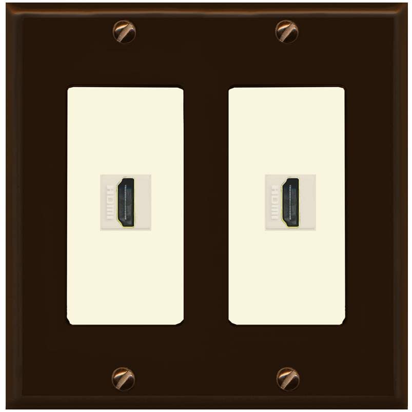 RiteAV HDMI Wall Plate 2 Port - 2 Gang [Brown/Light-Almond]