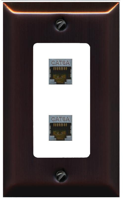 RiteAV 2 Port Cat6A Wall Plate - 1 Gang [Bronze/White]