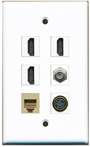 RiteAV - 3 HDMI 1 Port Coax Cable TV- F-Type 1 Port Phone RJ11 RJ12 Beige 1 Port S-Video Wall Plate