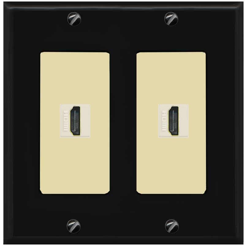 RiteAV HDMI Wall Plate 2 Port - 2 Gang [Black/Ivory]