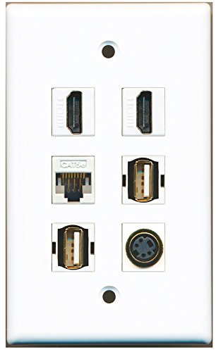 RiteAV - 2 HDMI 2 Port USB A-A 1 Port S-Video 1 Port Cat5e Ethernet White Wall Plate