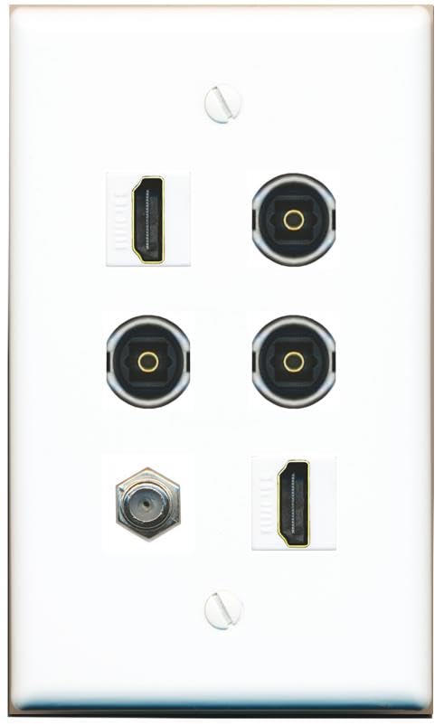 RiteAV Coax 2 HDMI 3 TOSLINK Flat/Solid Wall Plate [White]