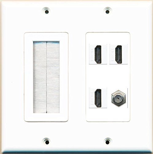 RiteAV Brush 3 HDMI White Coax Wall Plate White