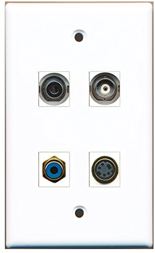 RiteAV - 1 Port RCA Blue 1 Port S-Video 1 Port 3.5mm 1 Port BNC Wall Plate