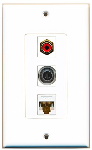 RiteAV 1 Port RCA Red 1 Port 3.5mm 1 Port Cat6 Ethernet White Wall Plate OVERSIZED