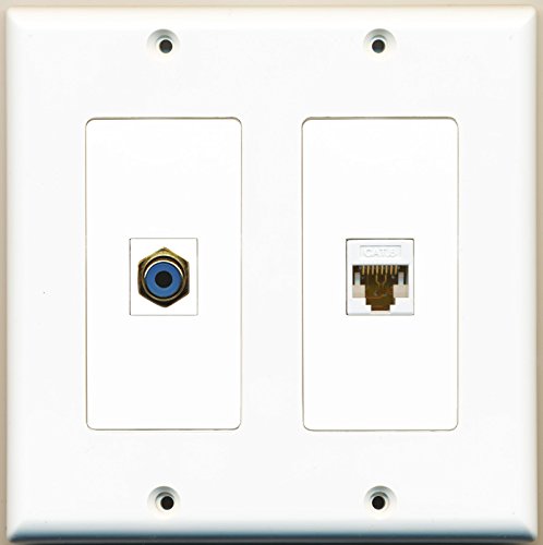 RiteAV - 1 Port RCA Blue 1 Port Cat6 Ethernet White - Dual Gang Wall Plate