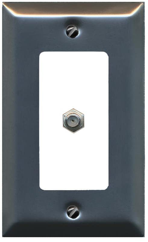 RiteAV 1 Port Coax Cable TV F-Type Wall Plate - 1 Gang [Brushed-Nickel/White]