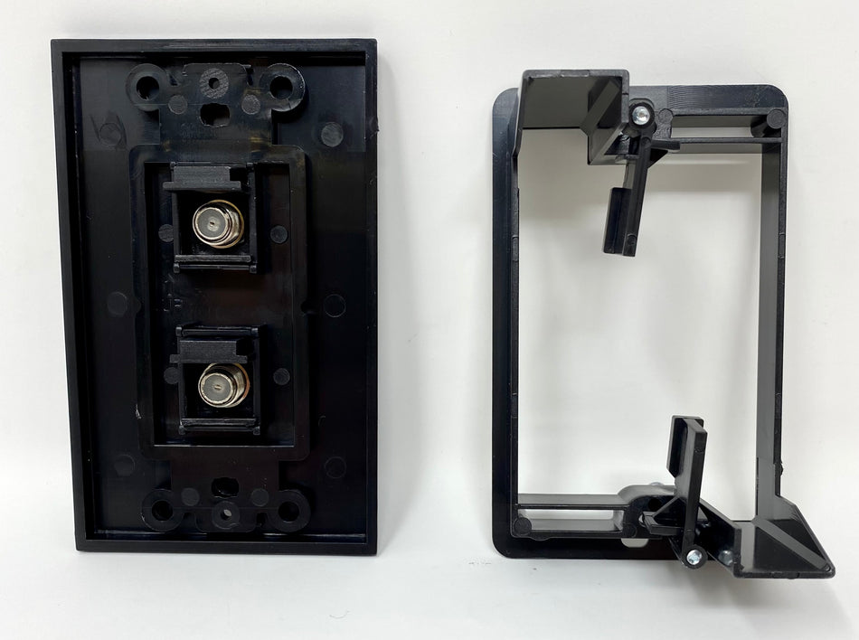 RiteAV - 2 Port Coax Decorative Type Wall Plate - Black - Bracket Included - 10 Pack