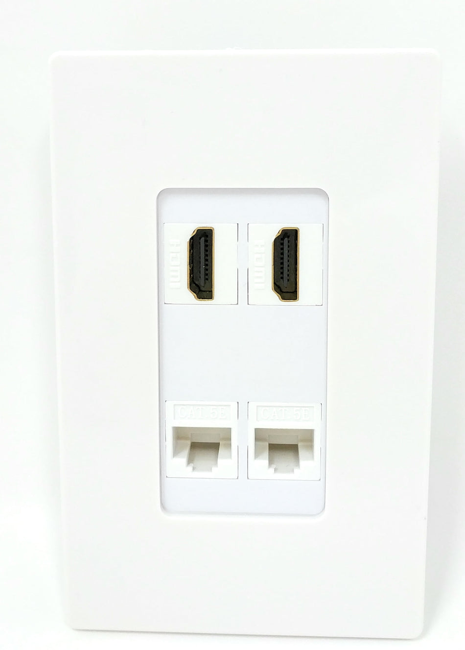 RiteAV - 2 x HDMI and 2 x Cat5e Ethernet Port Wall Plate Decorative Screwless - White