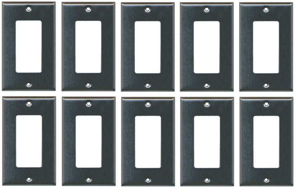 RiteAV Blank Wall Plate for Keystone Jacks - Stainless Steel 1 Gang Decorative (10 Pack)