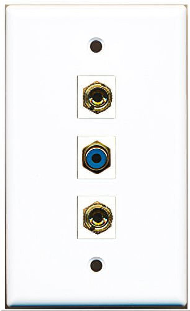 RiteAV - 1 Port RCA Blue 2 Port Banana Speaker Wall Plate